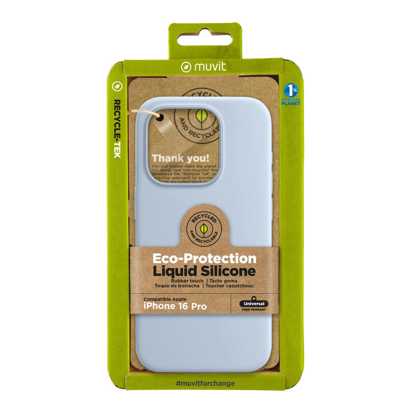 Muvit Case Recycletek Liquid Silicone Apple Iphone 16 Pro Blue Cielo