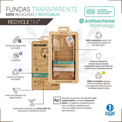 Muvit Case Recycletek Apple Iphone 14 Plus Transparent Antibacterias — image 1