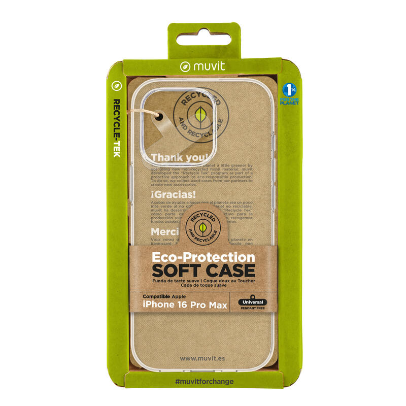 Muvit Case Recycletek Apple Iphone 16 Pro Max. Transparent