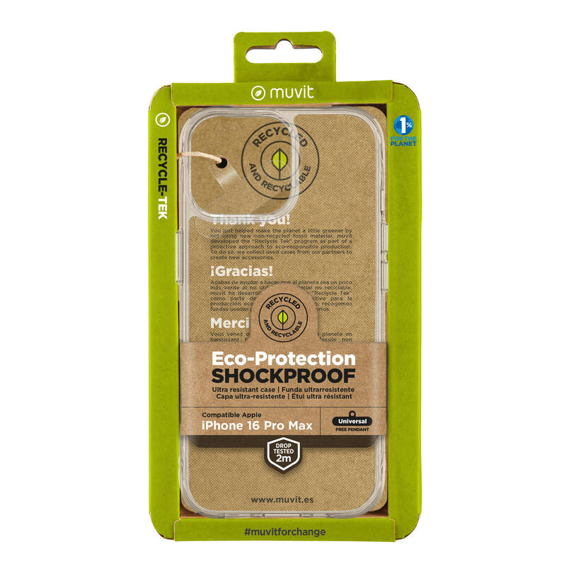 Muvit Case Shockproof 2M Apple Iphone 16 Pro Max. Transparent