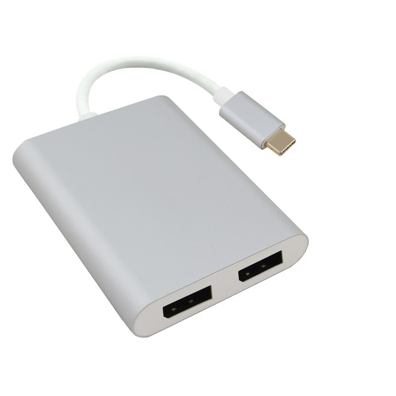 Helos Splitter, USB 3.1 Type-c St./2x DisplayPort Female Premium 4K, Silver