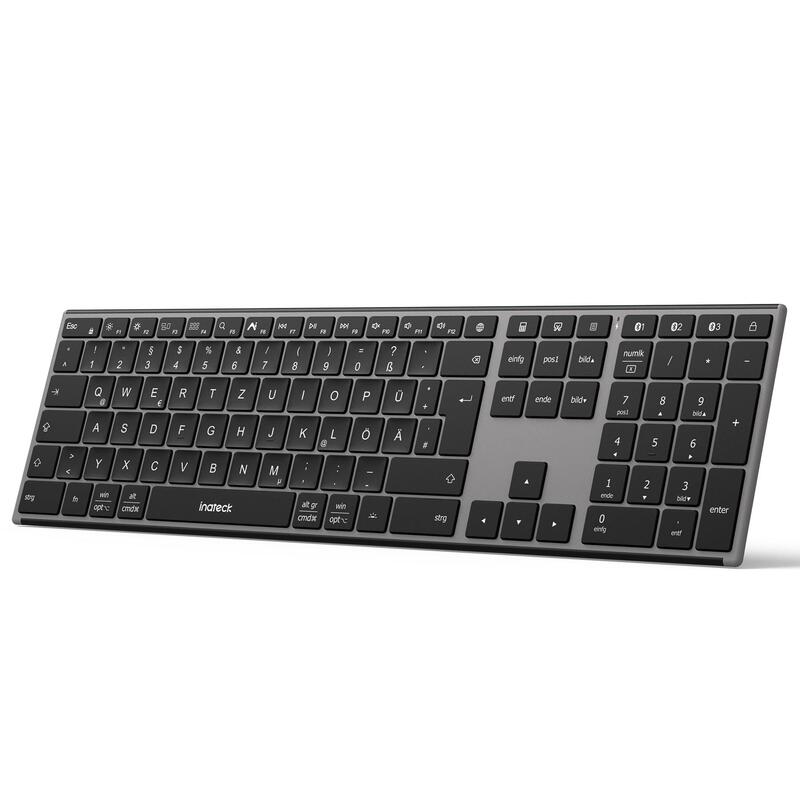 Inateck Keyboard, Ergonomic Design, Qwertz Grey