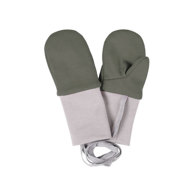 Khaki and Green Merino Wool Baby Mittens with Thumb