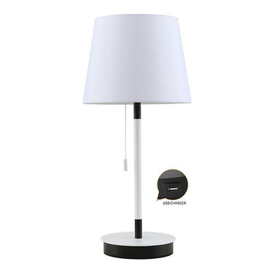 Lamp Desk E27, White/Black With Charger Usb, Ø235 X 505MM — image 1