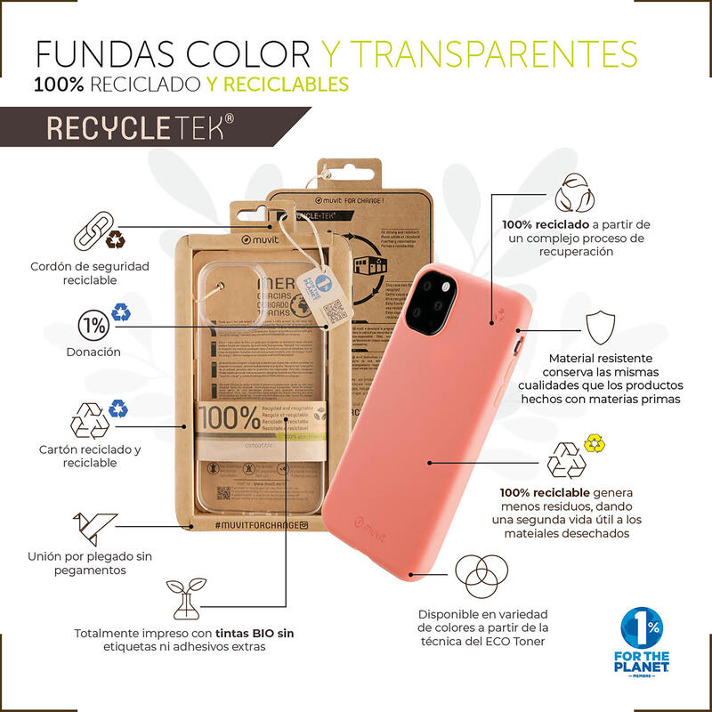 Muvit For Change Case Recycletek Compatible With Apple Iphone 14 Transparent