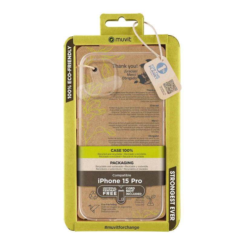 Muvit For Change Case Recycletek Compatible With Apple Iphone 15 Pro Transparent