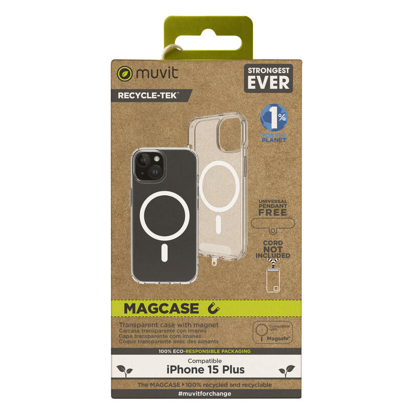 Muvit For Change Case Recycletek Magsafe Compatible With Apple Iphone 15 Plus Transparent