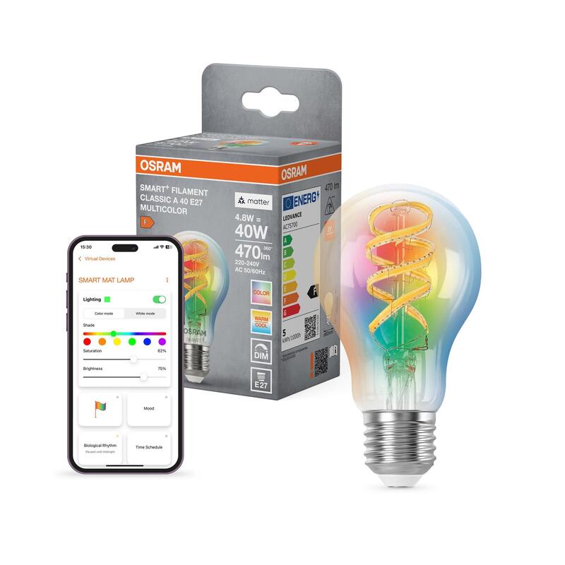 Osram Smart + Matter Classic a Fil 40 Dim 4,8W Rgbw E27