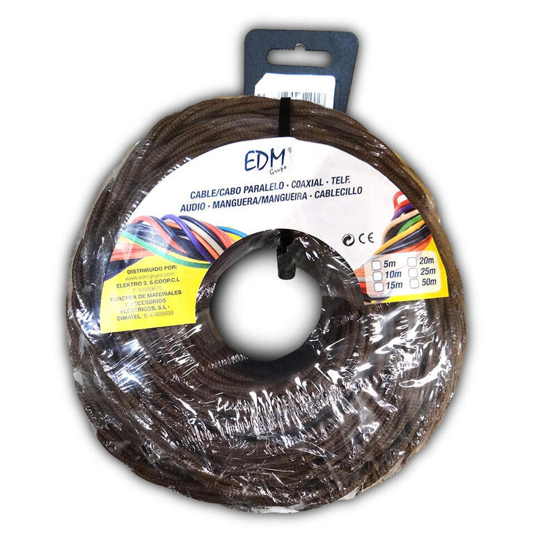 Paralelo Textil Trenzado 2X1,5MM Brown 25M