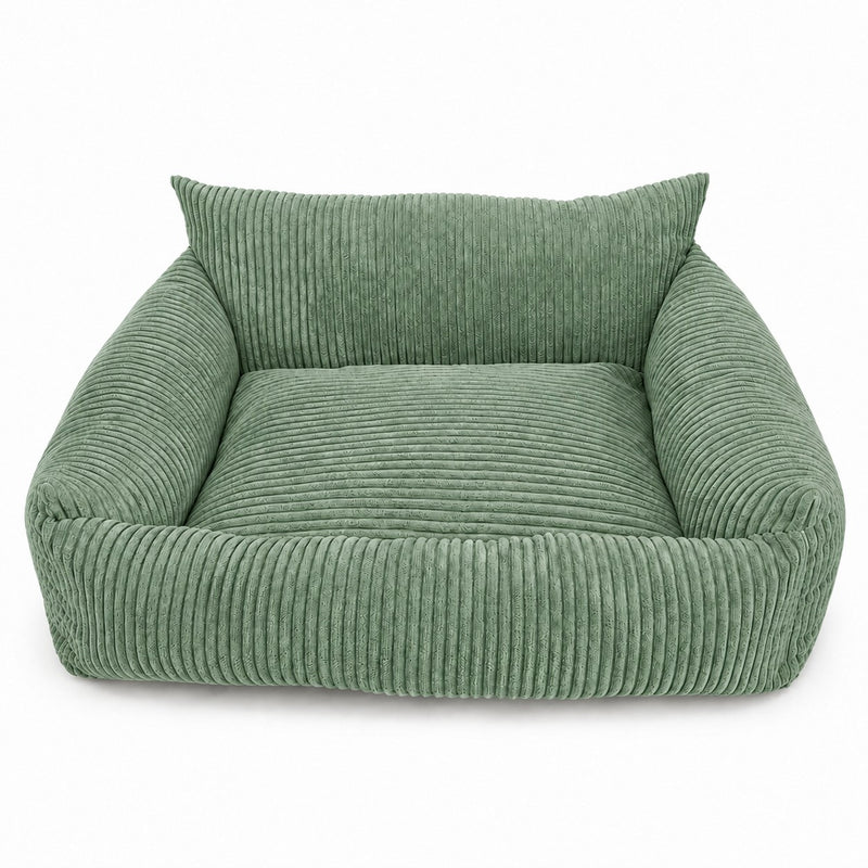 Lodie Corduroy Dog Sofa with Removable Cover – Olive Green, S