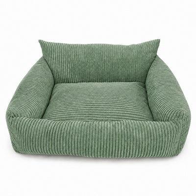 Lodie Corduroy Memory Foam Dog Sofa – Olive Green, L