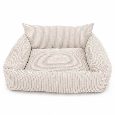 Lodie Corduroy Memory Foam Dog Sofa – Vanilla Beige, S