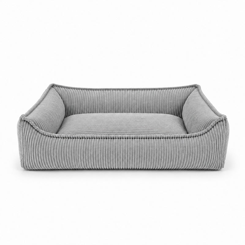 Nino Corduroy Memory Foam Dog Basket Bed – Cloud Grey, XL