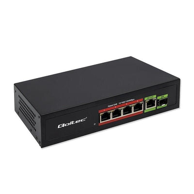 Qoltec 52296 Fast Ethernet Switch 4x RJ45 PoE 1x RJ45 Uplink 1X Sfp 65W 1000Mbps — image 1