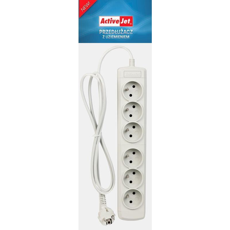 Activejet Power Strip 6 Sockets Fr (3M Colour White