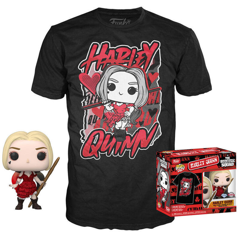 Set Figura Pop & Tee DC Comics Escuadron Suicida Harley Quinn Tamaño S