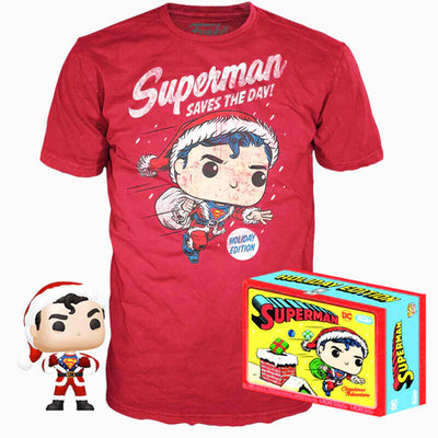 Set Figure Pop & Tee DC Comics Superman Exclusive Flocked Size M — image 1
