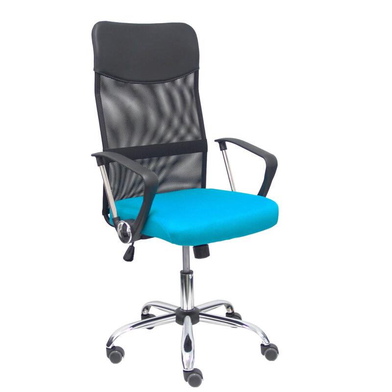 Chair Gontar Respaldo Mesh Black Asiento Turquesa