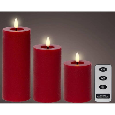 Candle Cera LED Colour Red Ø7CM With Diferentes Alturas, 3 Units — image 1